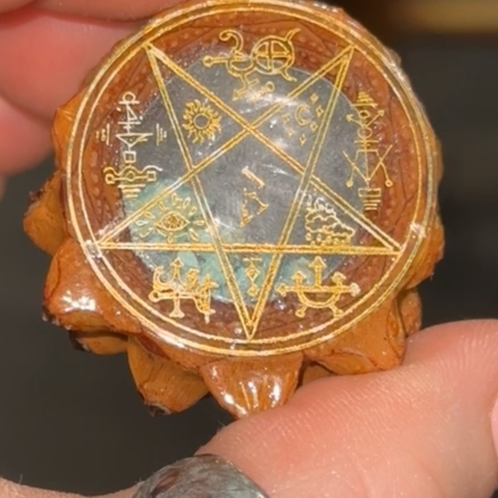 Pine Cone Pentagram with Gold Accents